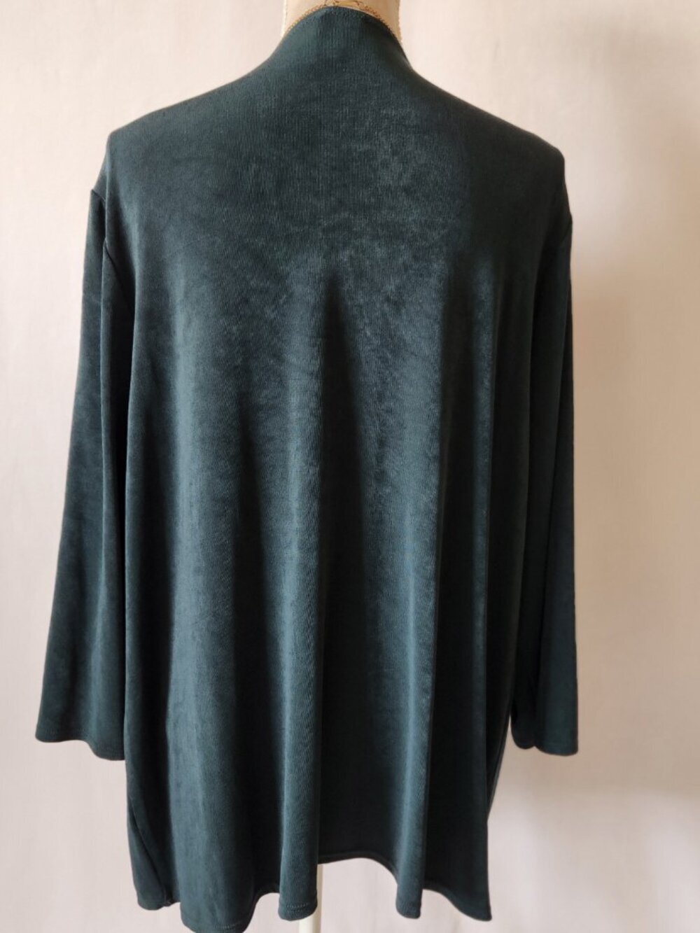 Chico's Travelers Size 4/XXL Green Water Fall Open Front Chain Accent Cardigan - Picture 11 of 15